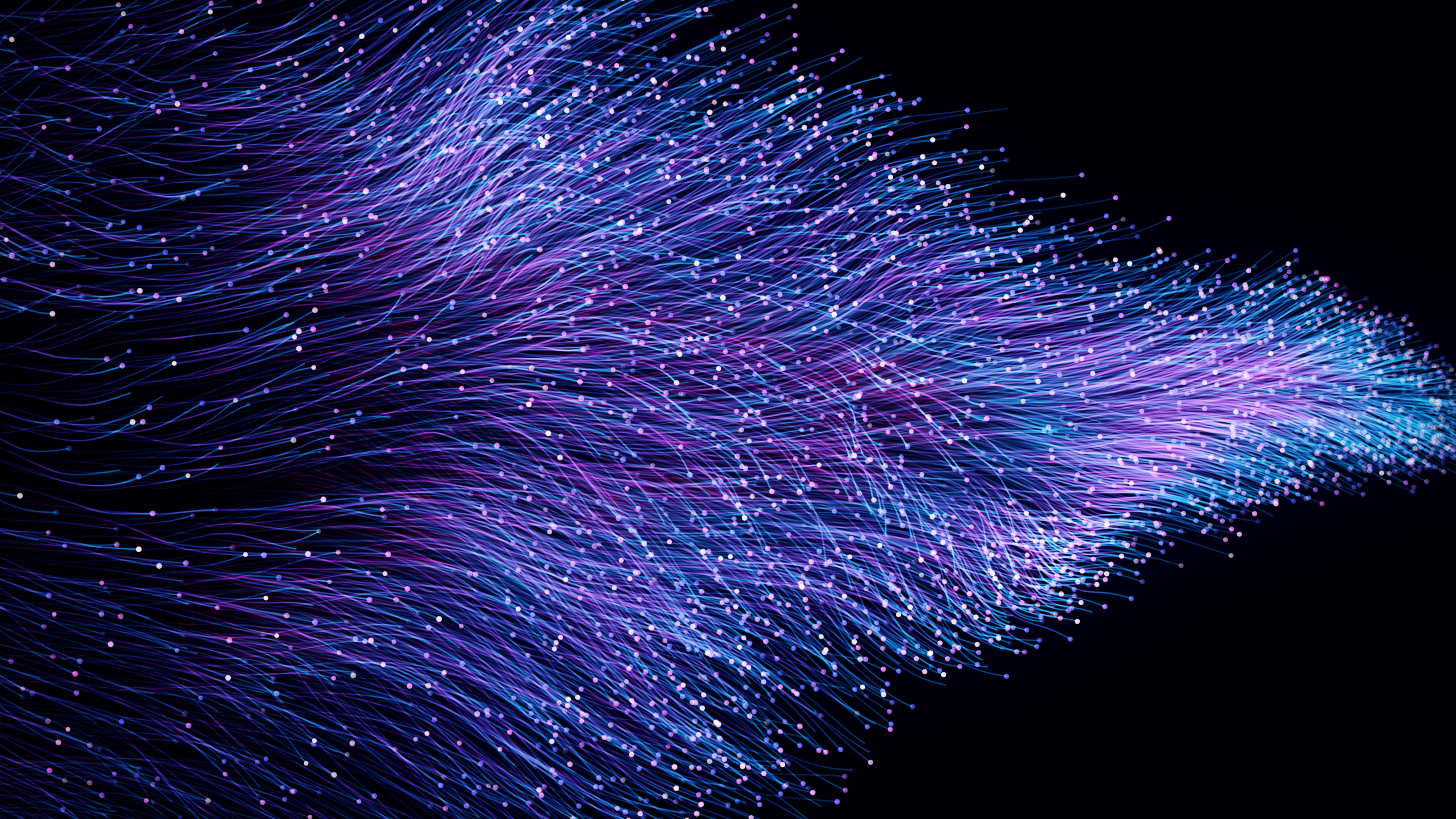 Abstract orange particles of optical fiber 3d illustration